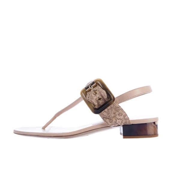 Burberry Shoes - BURBERRY Leather T-Strap Sandals BUR0711